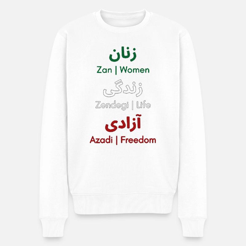Iran Revolution | Women. Life. Freedom - Männer Premium Bio Pullover - Weiß