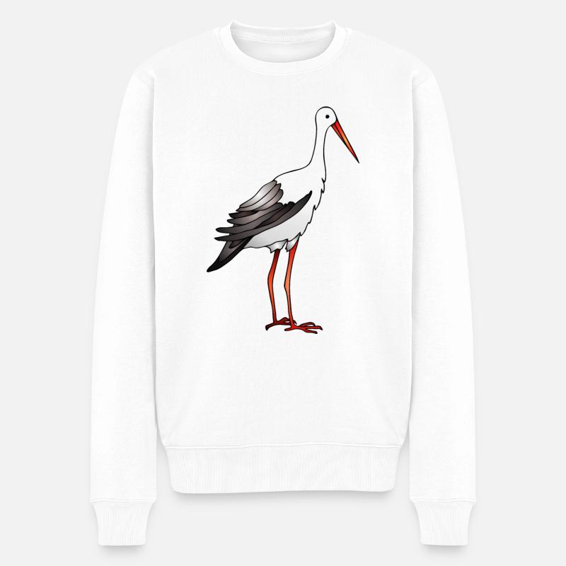 Storchvogel - Männer Premium Bio Pullover - Weiß