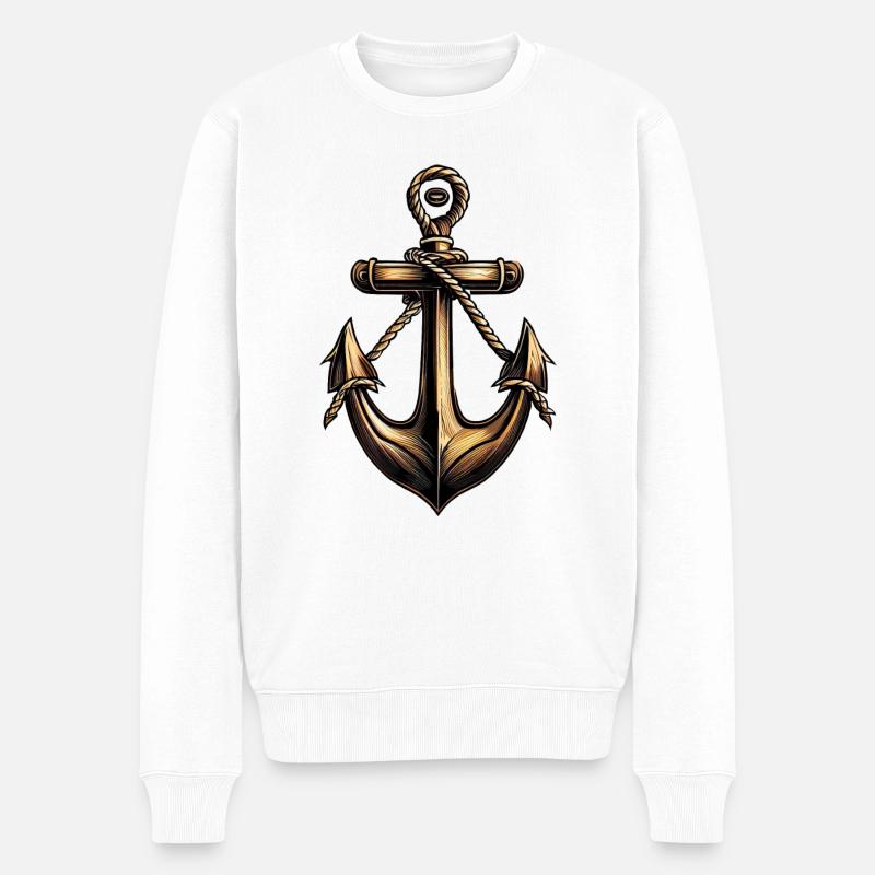 Bronze Anker Motorbootfahrer Segelbootfahrer - Männer Premium Bio Pullover - Weiß