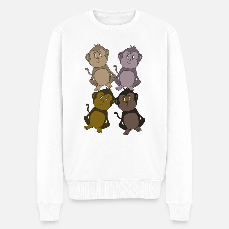 affenbande lustig - Männer Premium Bio Pullover - Weiß