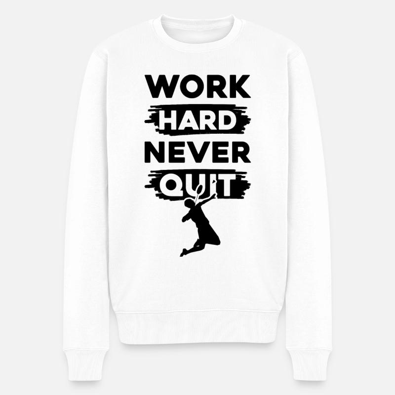 Le badminton travaille dur - Pull Premium bio Homme - blanc