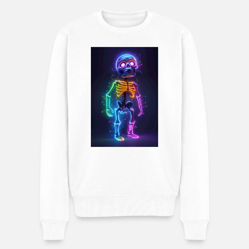 Neon Skelett | AI - Männer Premium Bio Pullover - Weiß