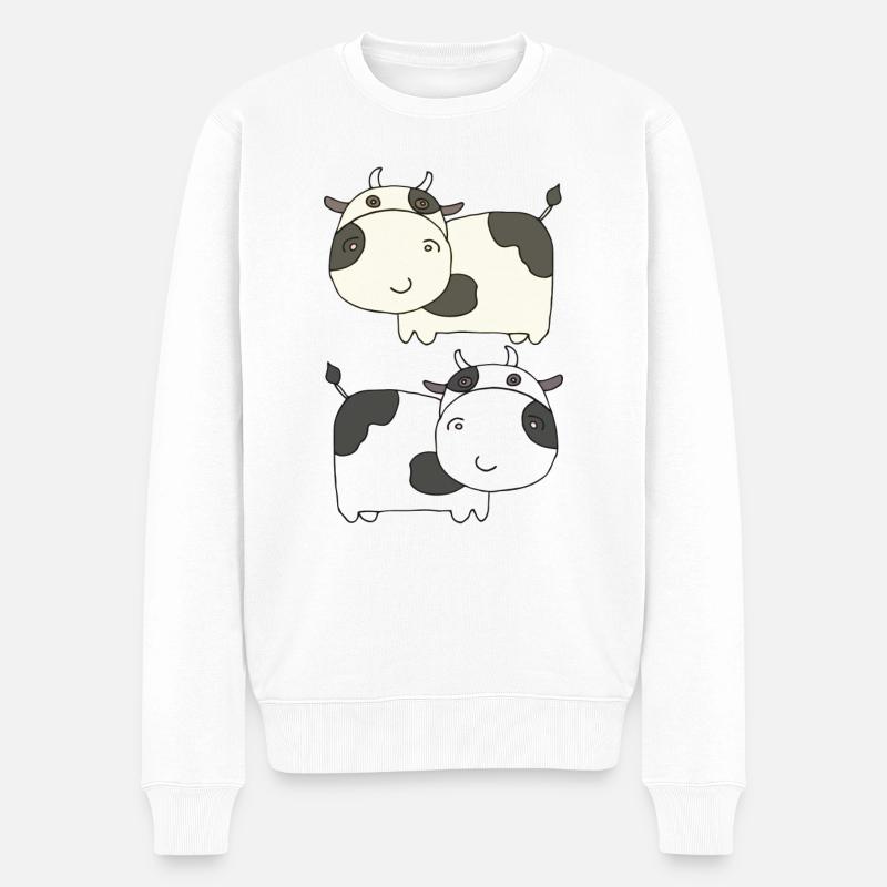 kuh zweifach - Männer Premium Bio Pullover - Weiß