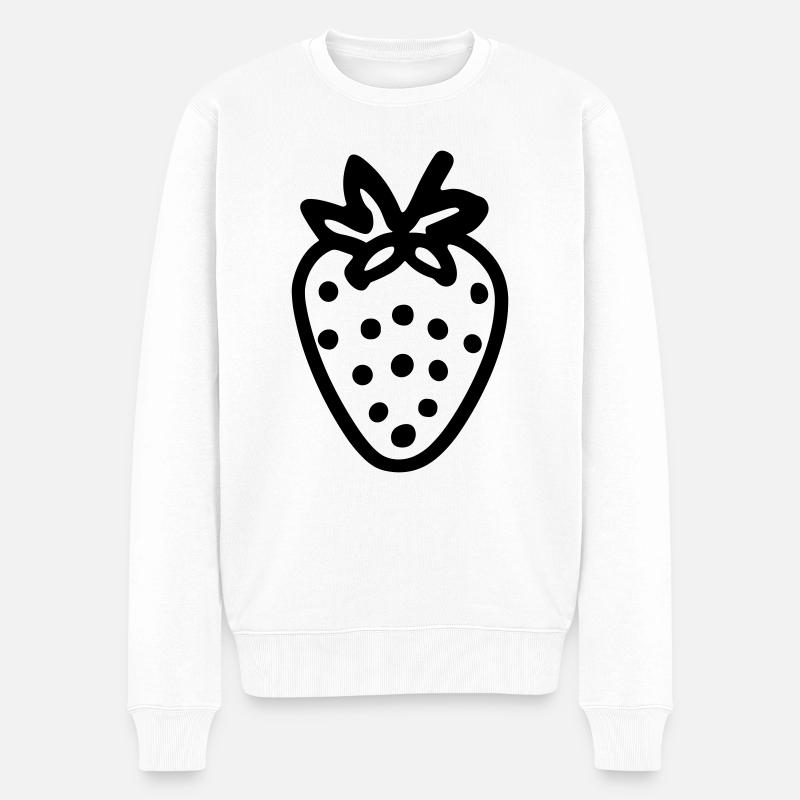 Erdbeere - Männer Premium Bio Pullover - Weiß