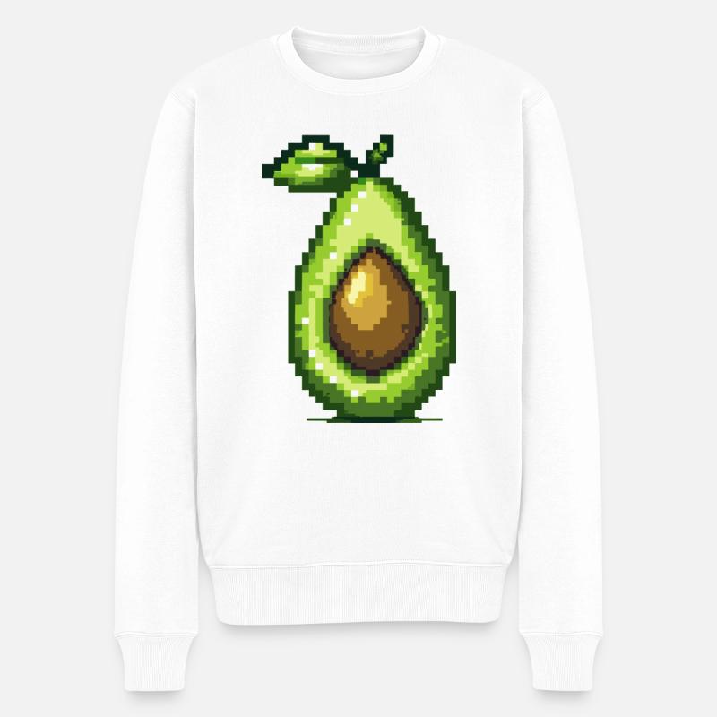 Avokado Pixel Symbol - Männer Premium Bio Pullover - Weiß