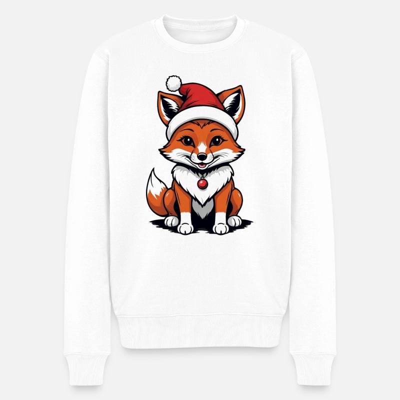 Fuchs Fox Weihnachtsmann Süß Geschenk für Frauen - Männer Premium Bio Pullover - Weiß