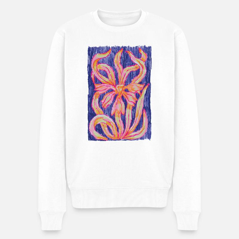 Ornament bunt Blume Jugendstil - Männer Premium Bio Pullover - Weiß