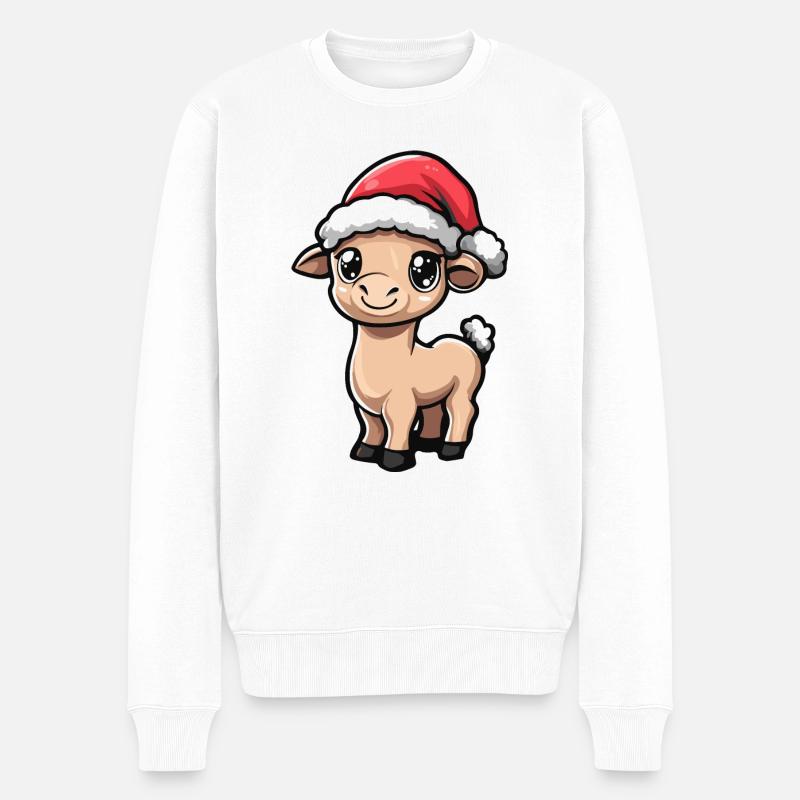 Kamel Weihnachten - Männer Premium Bio Pullover - Weiß