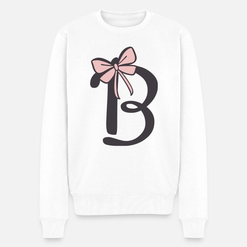 Ruban lettre initiale B - Pull Premium bio Homme - blanc