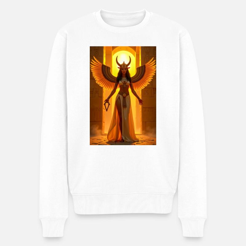 Isis, bevinget gudinde med solskive - Økologisk premium-sweatshirt til mænd - hvid