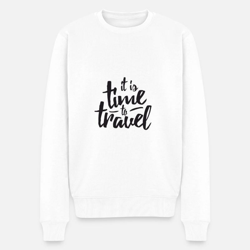 Es ist Zeit zu reisen - Männer Premium Bio Pullover - Weiß