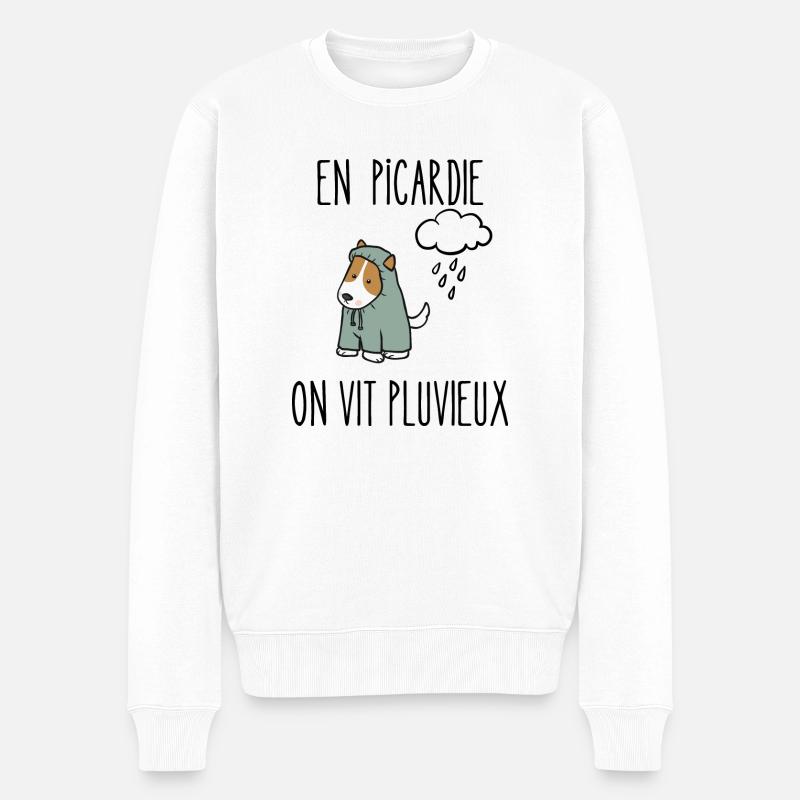 en picardie on vit pluvieux - Pull Premium bio Homme - blanc