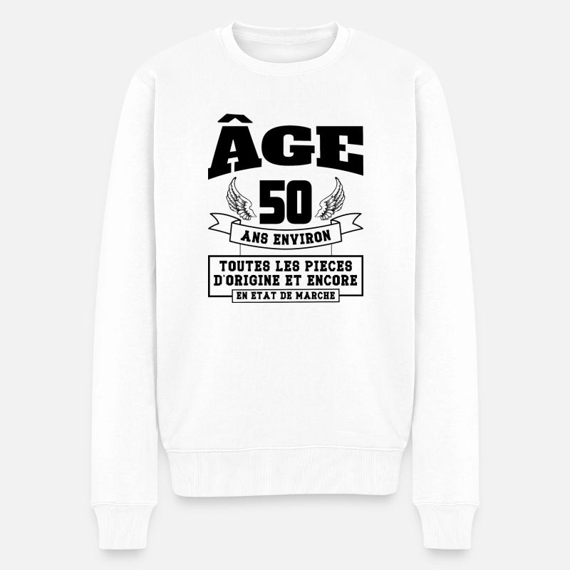 âge 50 ans environ - Pull Premium bio Homme - blanc