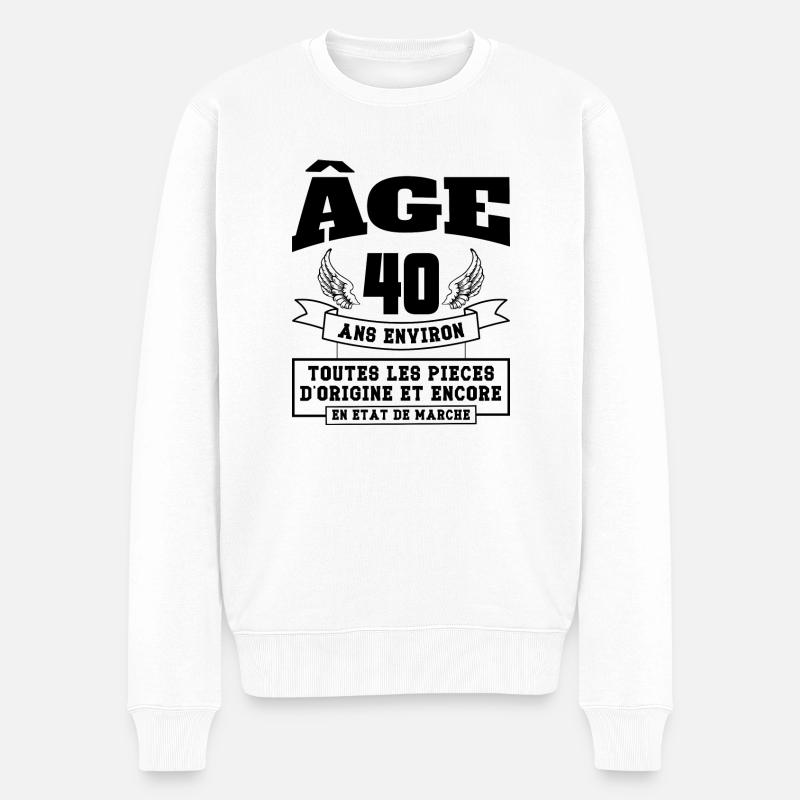âge 40 ans environ - Pull Premium bio Homme - blanc