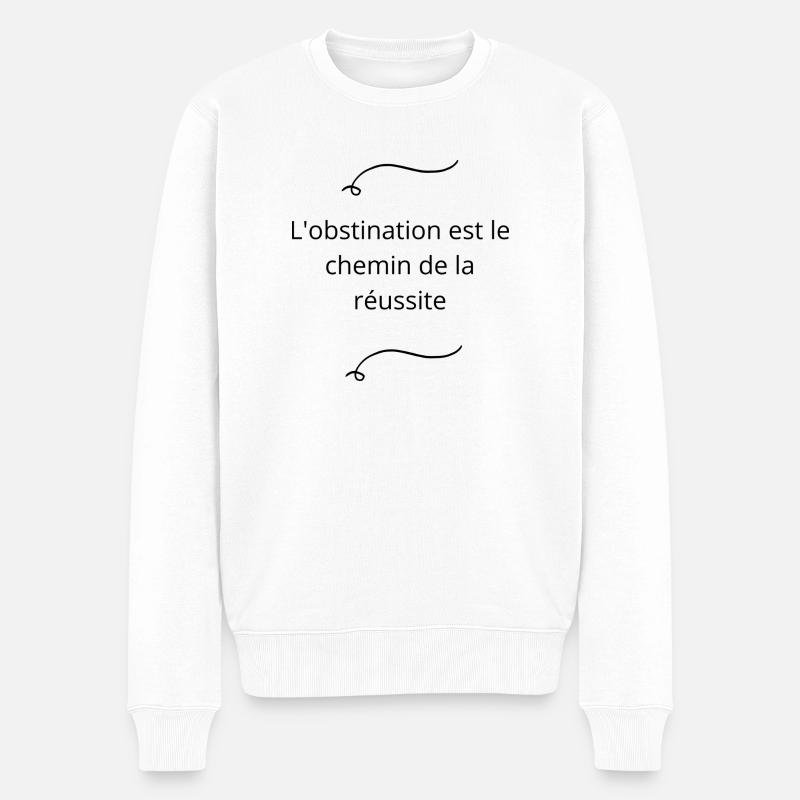 L obstination est le chemin de la réussite 3 - Pull Premium bio Homme - blanc