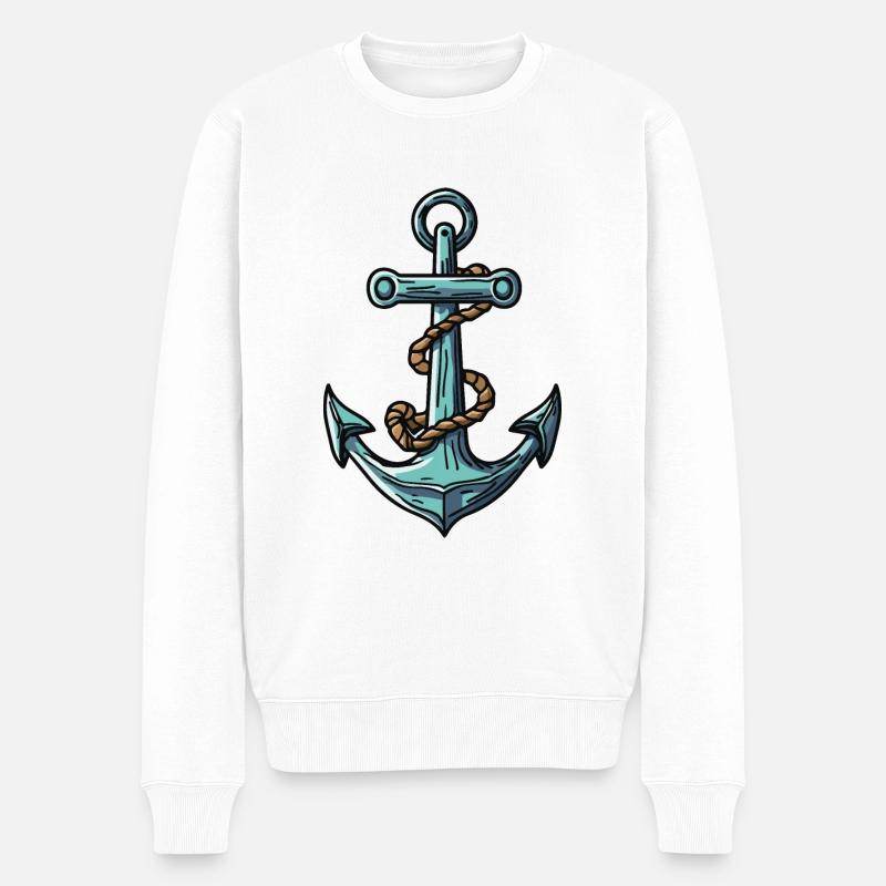 Anker Symbol Hafen - Männer Premium Bio Pullover - Weiß