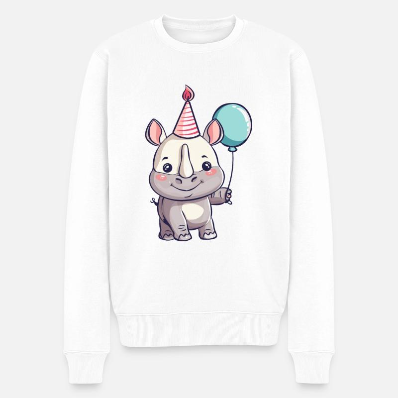 Rhinocéros Anniversaire Bébé - Pull Premium bio Homme - blanc
