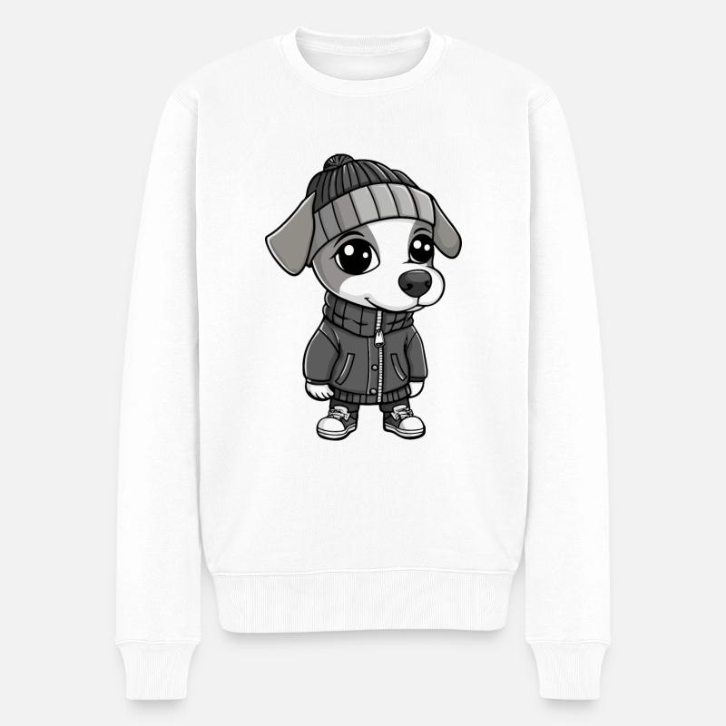 Whippet Dog Hiver - Pull Premium bio Homme - blanc