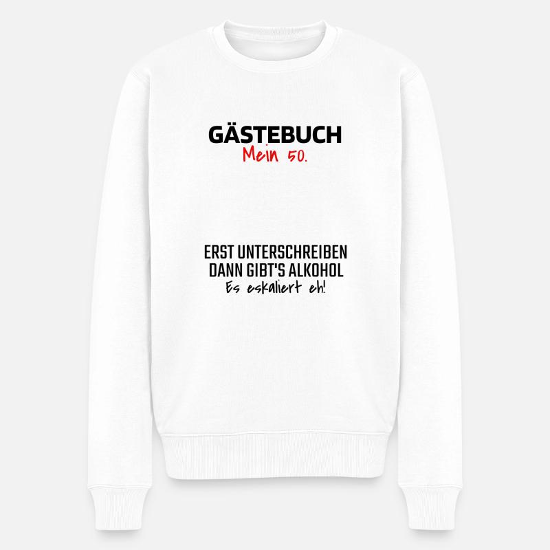 Gästebuch 50. Geburtstag Gästeliste 50 Jahre Shirt - Männer Premium Bio Pullover - Weiß