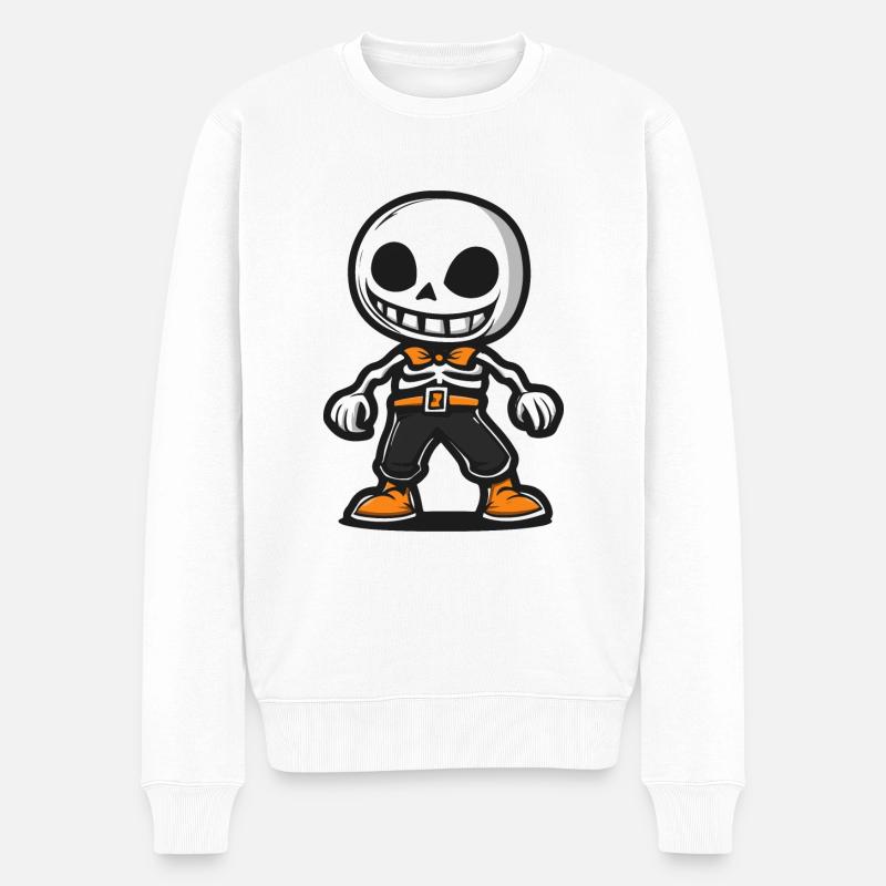 Skelett Comic Halloween - Männer Premium Bio Pullover - Weiß
