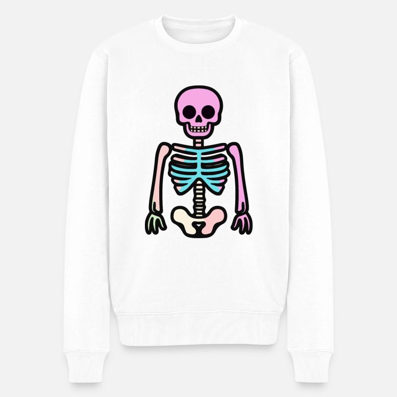 Skelett Halloween Comic - Männer Premium Bio Pullover - Weiß