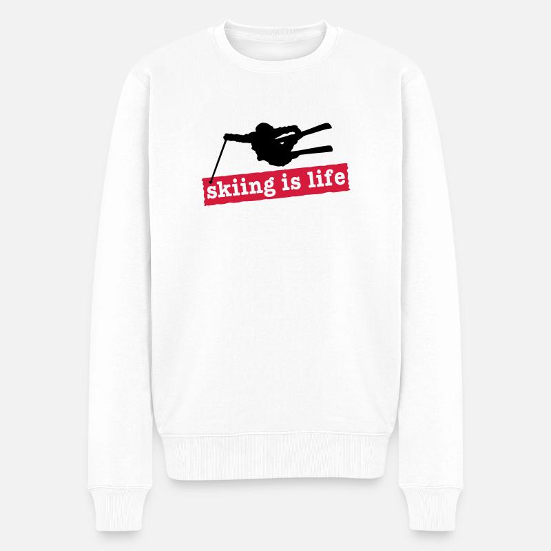skiing is life i 2c - Pull Premium bio Homme - blanc