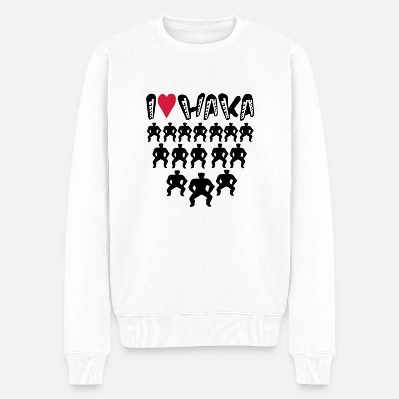ICH LIEBE TATTOO HAKA - Männer Premium Bio Pullover - Weiß