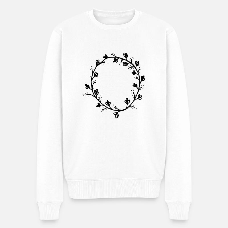 Blüten,blattkranz, - Männer Premium Bio Pullover - Weiß