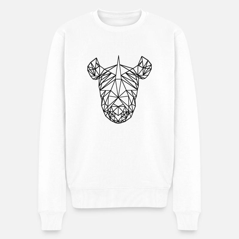 Rhino LowPoly Black & White - Männer Premium Bio Pullover - Weiß