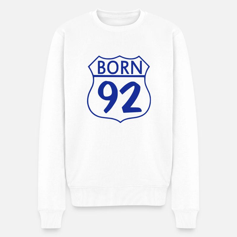 Born 1992 (ID:005001) - Männer Premium Bio Pullover - Weiß