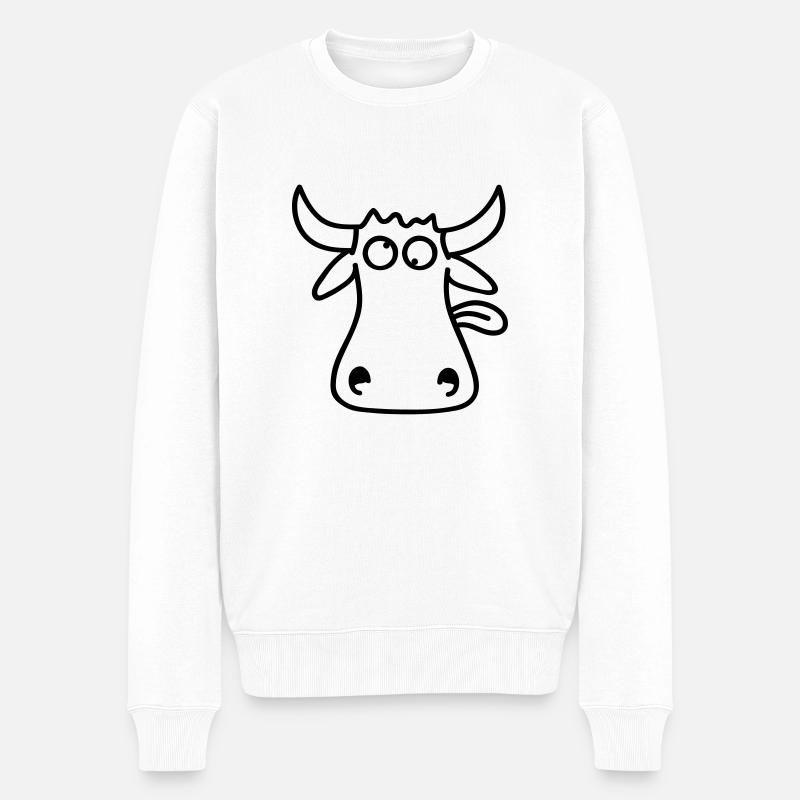 Crazy Bull - Männer Premium Bio Pullover - Weiß