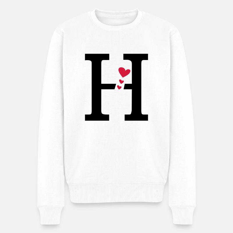 Großbuchstabe H mit Herzen - Männer Premium Bio Pullover - Weiß