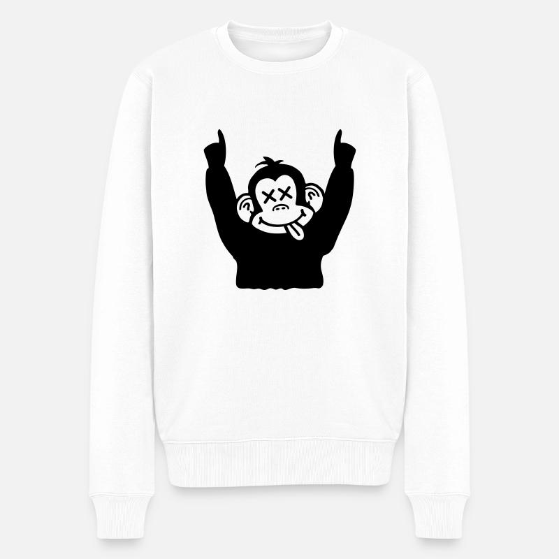 party_monkey_pi1 - Pull Premium bio Homme - blanc