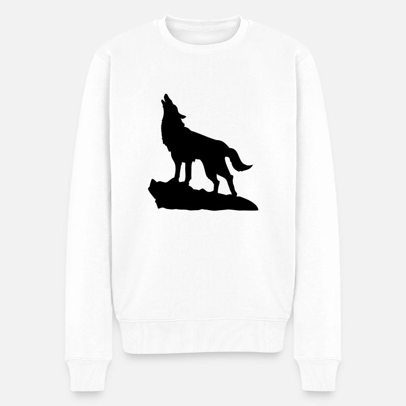 Wolf Howling - Pull Premium bio Homme - blanc