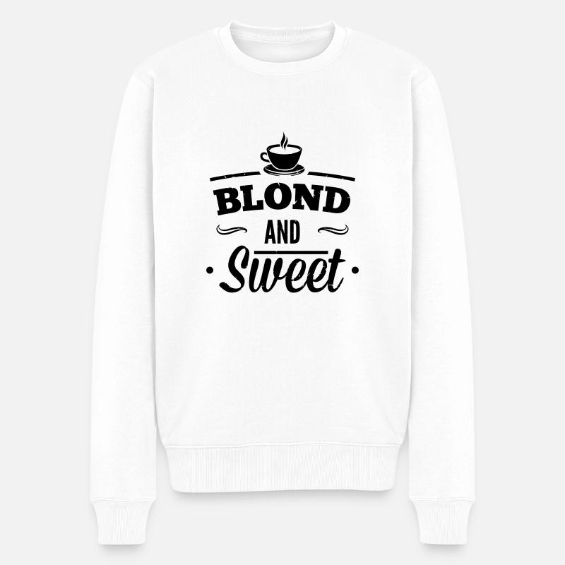 Blond und Süß Kaffee 1 - Männer Premium Bio Pullover - Weiß