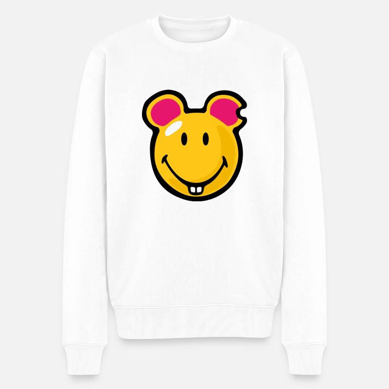 Smiley Mouse - Männer Premium Bio Pullover - Weiß
