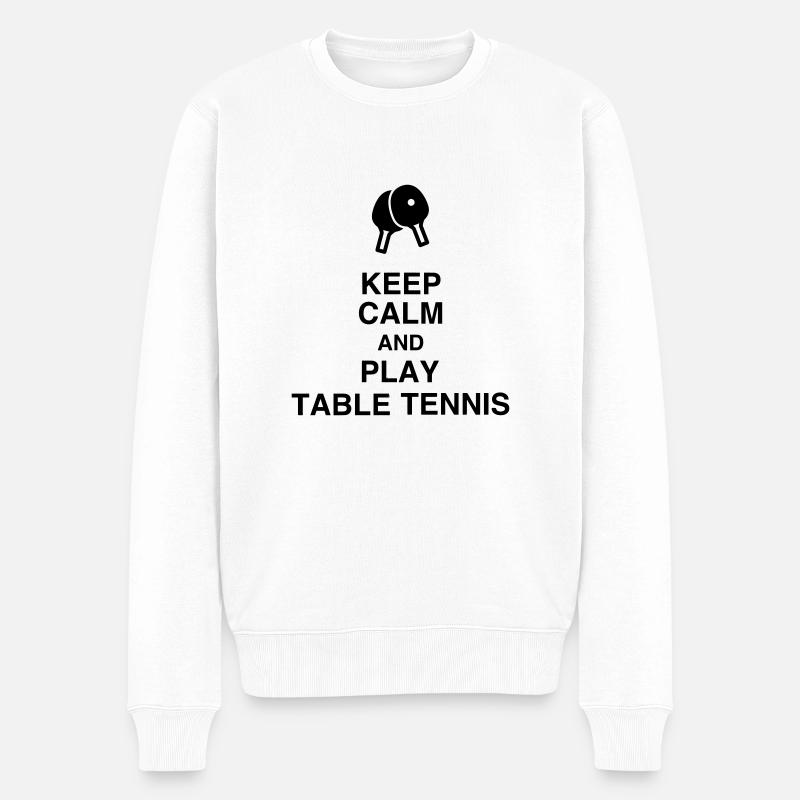 Table Tennis - Ping Pong - Sport - Racket - Ball - Männer Premium Bio Pullover - Weiß