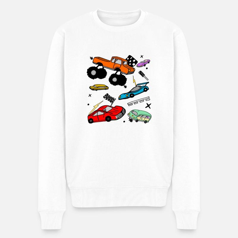 Fahrzeuge Zeichnung - Männer Premium Bio Pullover - Weiß