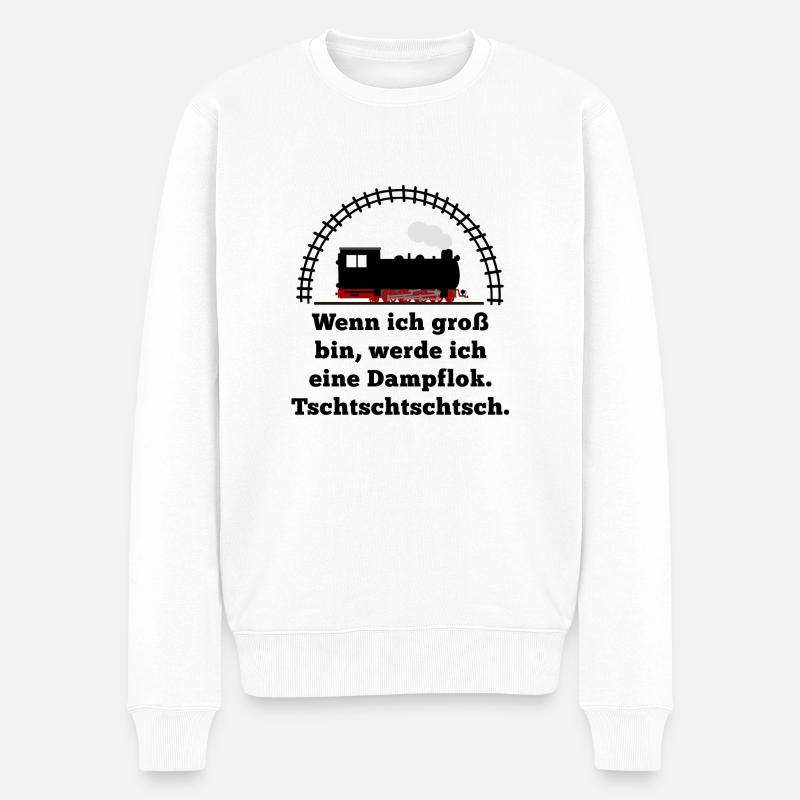 Dampflok Spruch Baby Junge Eltern - Männer Premium Bio Pullover - Weiß