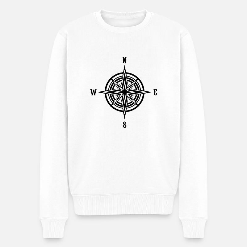 Kompass - Männer Premium Bio Pullover - Weiß