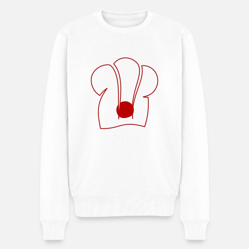 Japanisch Kochmütze - Männer Premium Bio Pullover - Weiß