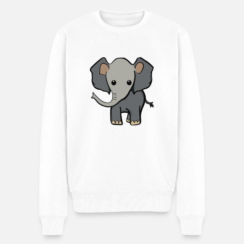 Idée cadeau d’illustration d’éléphant - Pull Premium bio Homme - blanc