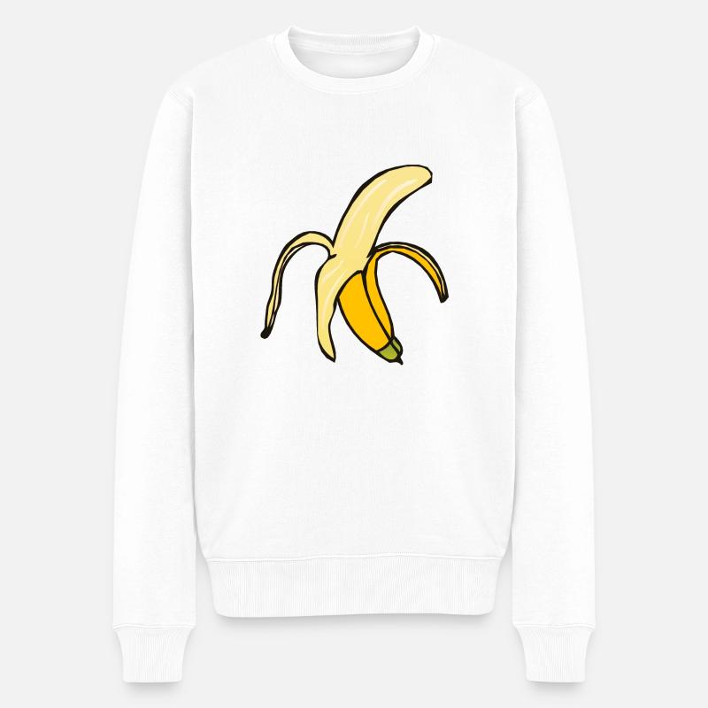 Banane 3 A - Männer Premium Bio Pullover - Weiß
