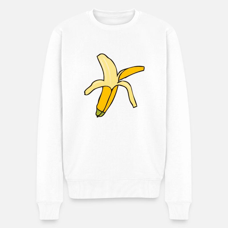 Banane 2 A - Männer Premium Bio Pullover - Weiß