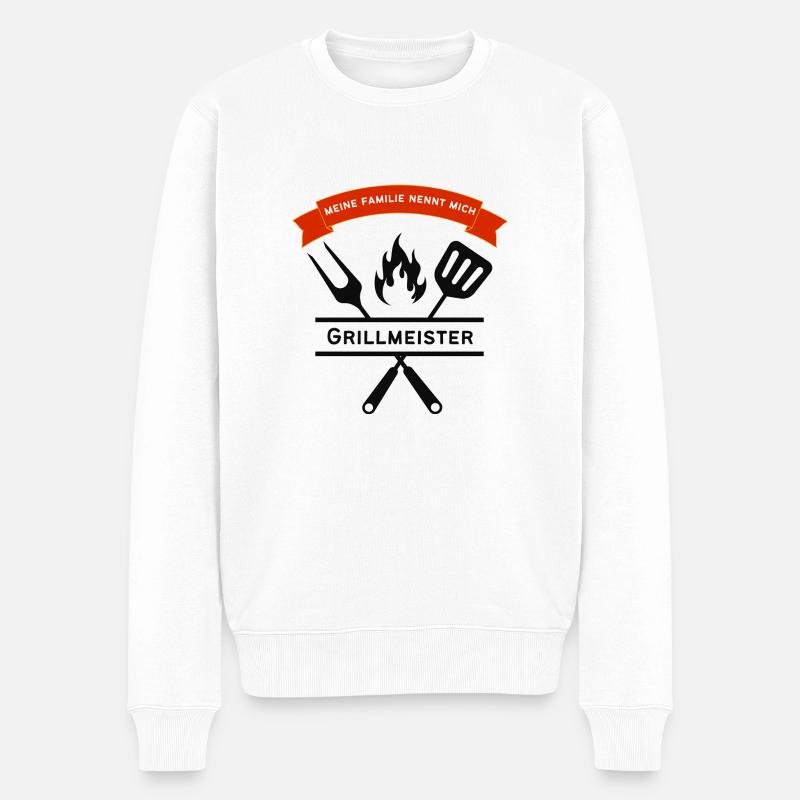 Grillmeister - Männer Premium Bio Pullover - Weiß