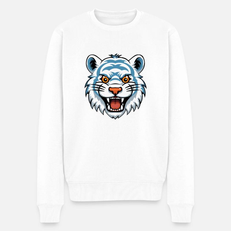 Winter Majesty: White Tiger Edition - Männer Premium Bio Pullover - Weiß