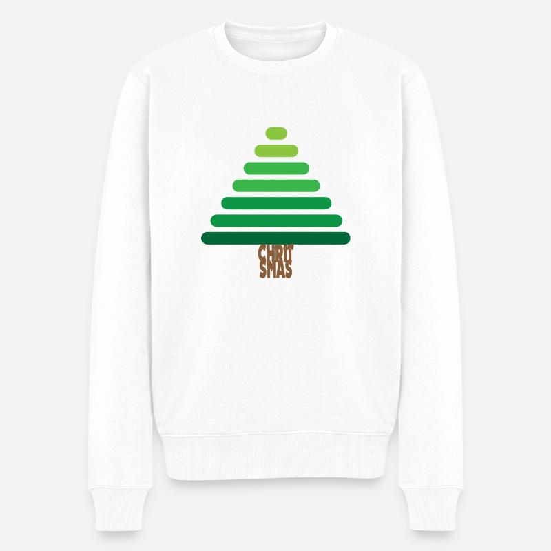WEIHNACHTEN Geometrischer Weihnachtsbaum - Männer Premium Bio Pullover - Weiß