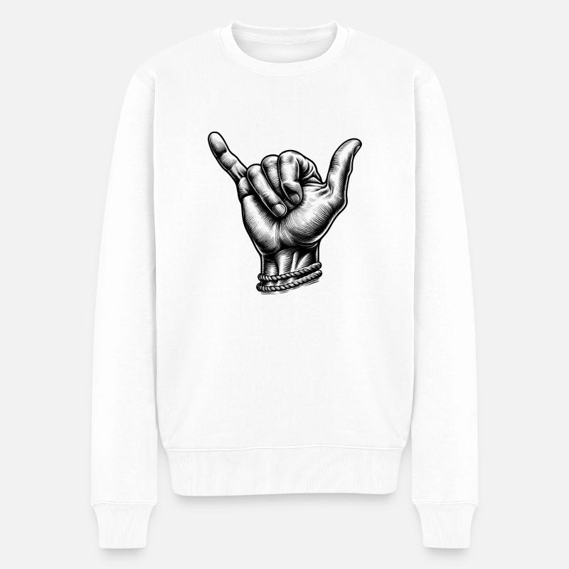 Relax Surfer Hand - Männer Premium Bio Pullover - Weiß