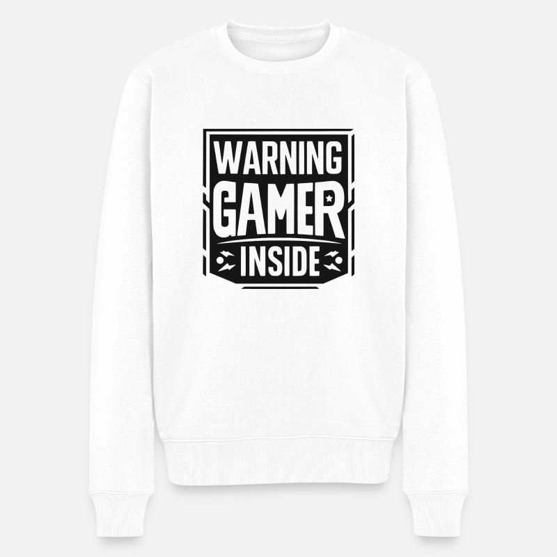Avertissement Gamer Inside - Pull Premium bio Homme - blanc