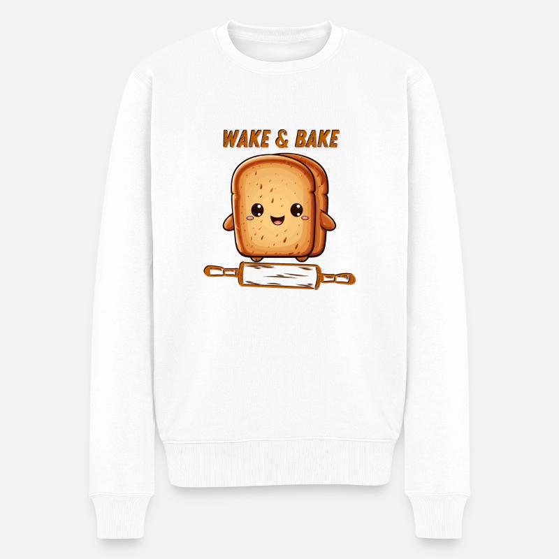 Wake Bake - Männer Premium Bio Pullover - Weiß
